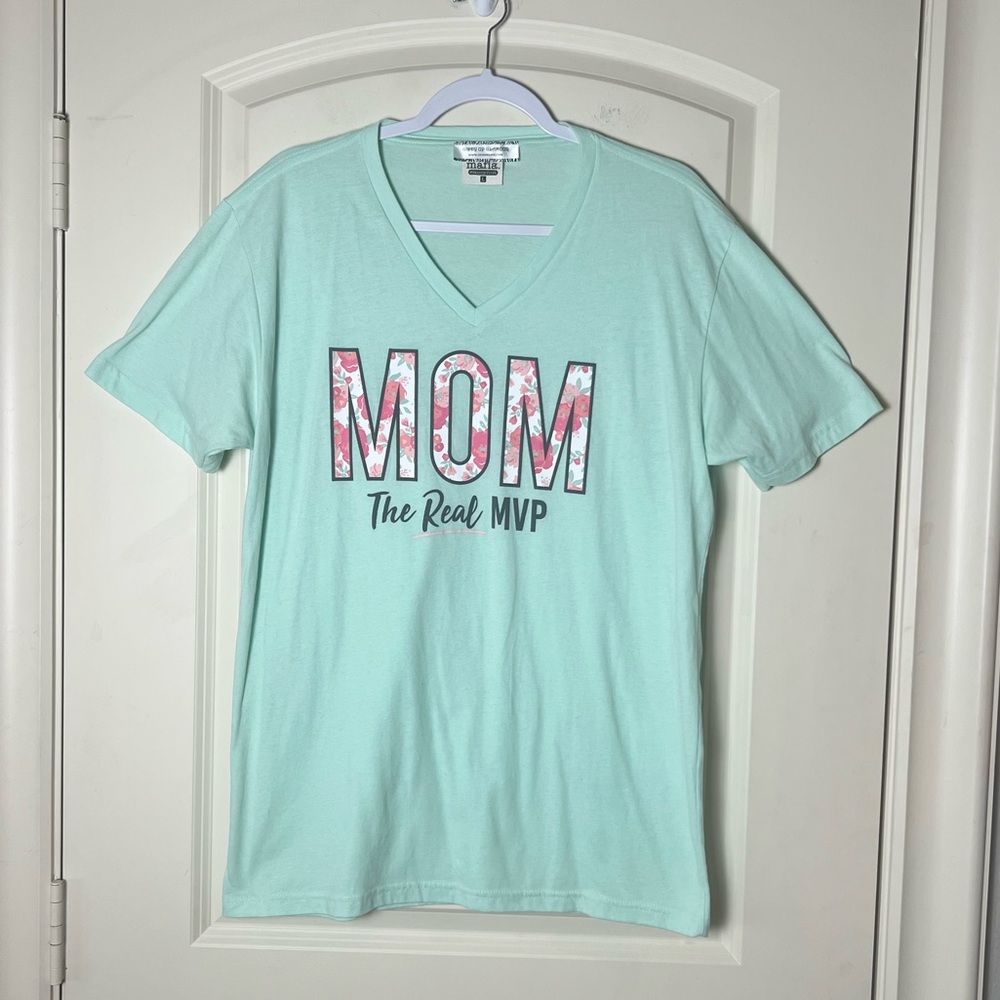 ATX Mafia Mint green with pink floral Mom MVP T-shirt